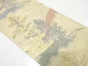 アンティーク　遠山に樹木模様織り出し袋帯（材料）